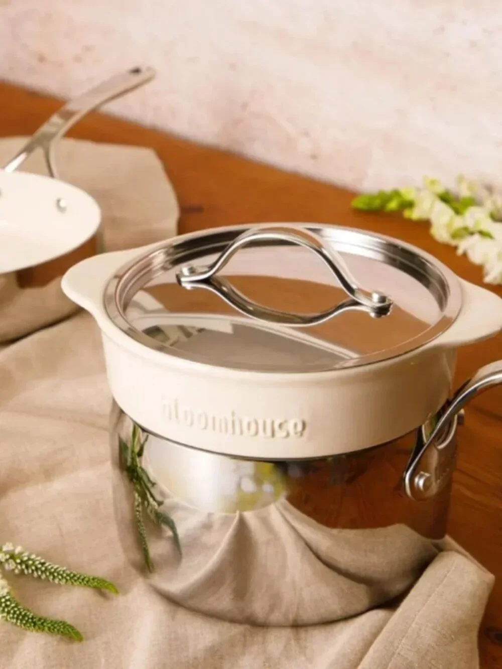 4-piece triply stainless steel pots and pans cookware set w/non-stick non-toxic